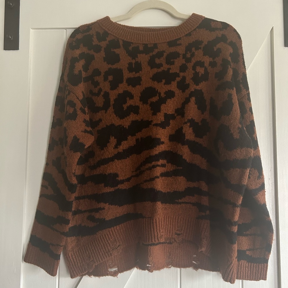 Leopard Print Sweater - Brown and Black